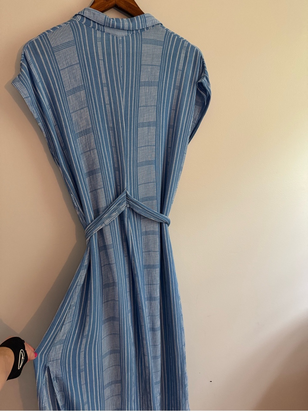 LUSH Light Blue Striped Belted Button-Front Midi Dress - Picture 7 of 8
